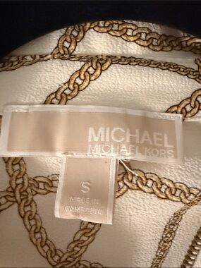Michael Kors Cream Tunic Top with Gold Chain Motif